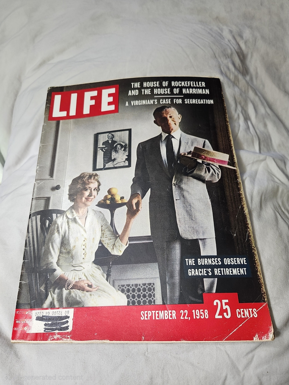 Vintage September 22, 1958 Life Magazine-George Burns and Gracie Allen on Cover